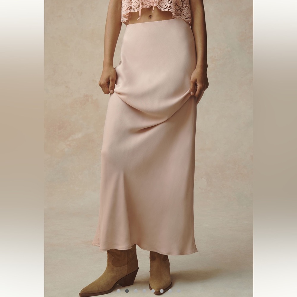 Anthropologie Tilda A-Line Maxi Slip Skirt NEW Medium Pink